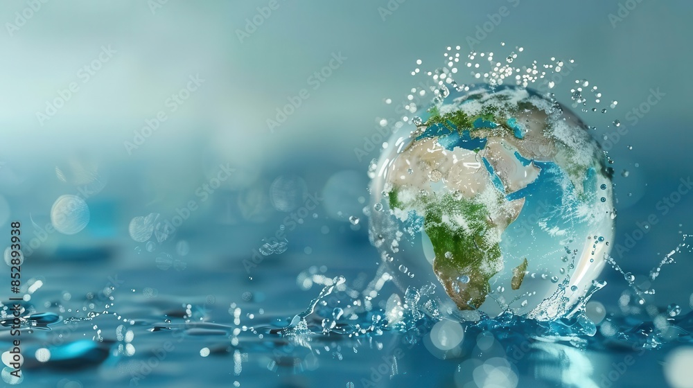 global water awareness droplets forming continents on globe interconnectedness concept 3d rendering global water awareness droplets forming continents on globe interconnectedness concept 3d rendering