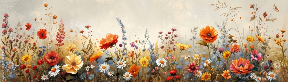 Colorful wildflowers in a field.