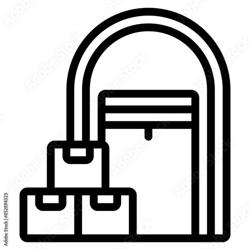warehouse stockroom outline icon and illustration