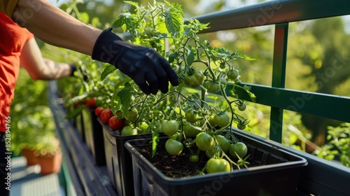 The Gardener Harvesting Tomatoes photo