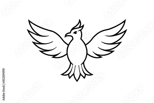 simple-monochrome-flat-logo-with-a-bird-sirin-with silhouette vector illustration 