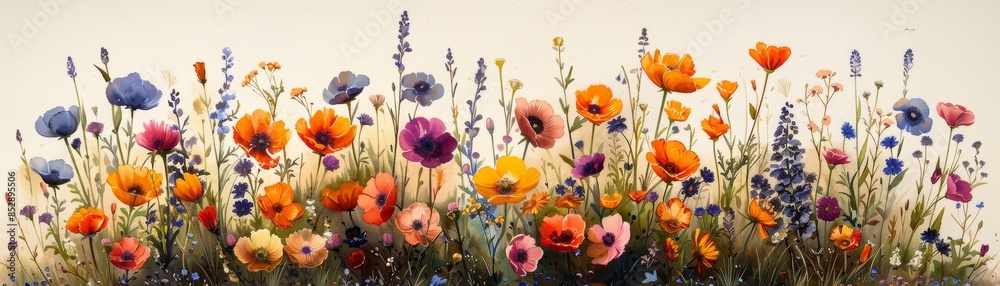 Fototapeta premium A colorful field of wildflowers in full bloom.