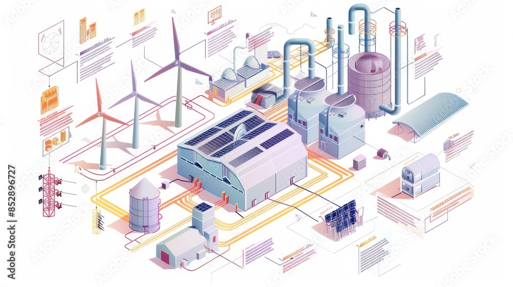 Energy flow diagram showing interactions between renewable sources and storage units Energy flow diagram showing interactions between renewable sources and storage units