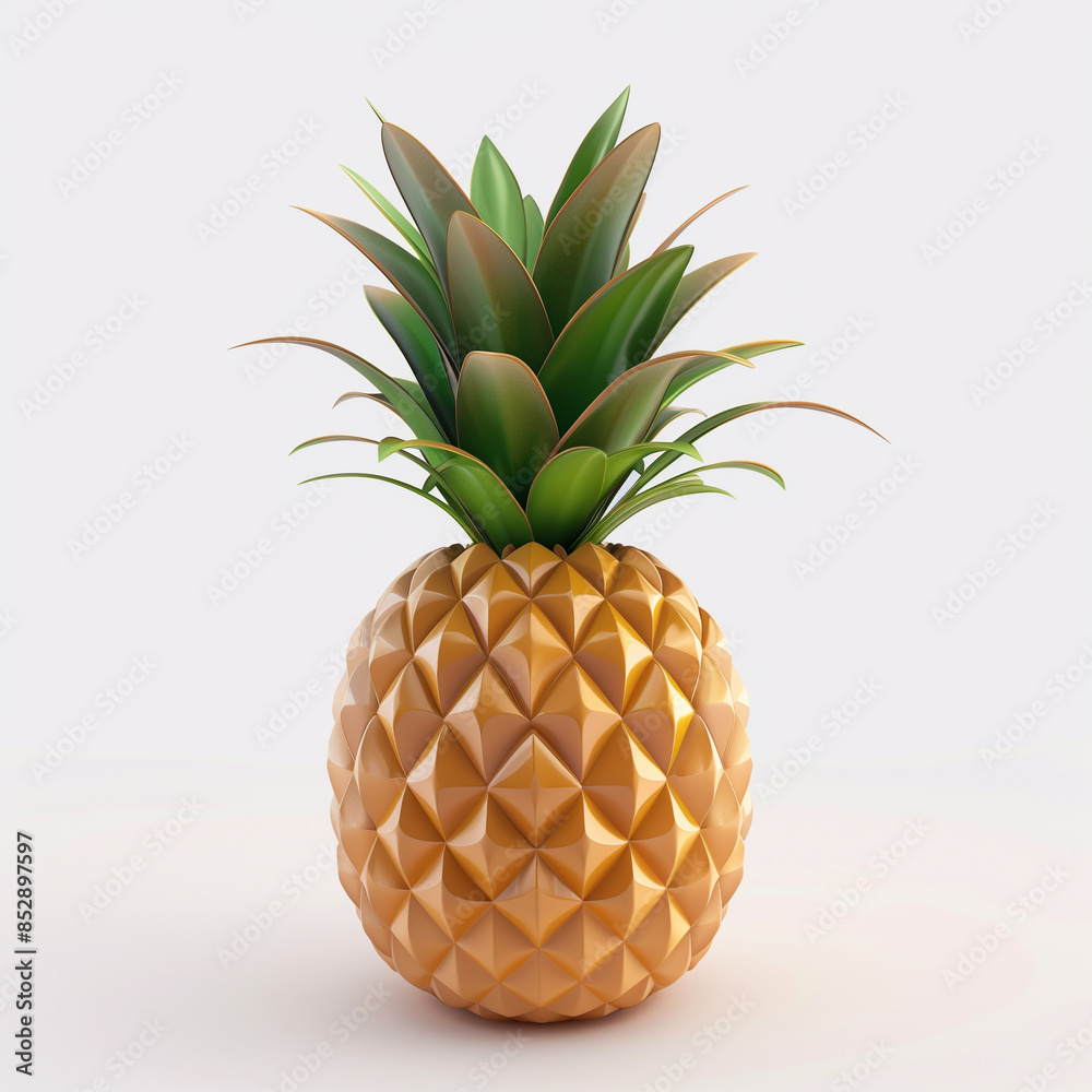 3d cartoon element, a pineapple, white background 3d cartoon element, a pineapple, white background
