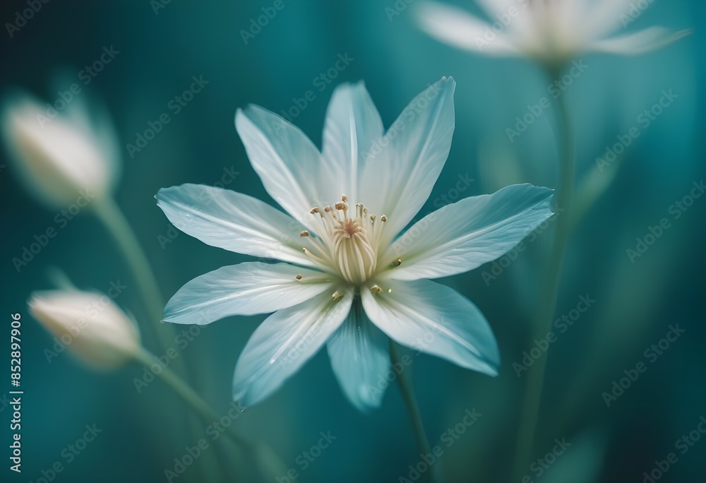 Fototapeta premium Elegant White Flower on Teal Background create with ai