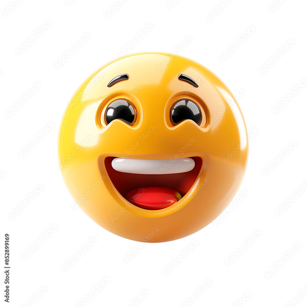 Fototapeta premium isolated 3d emoji with smiley face on plain background emoticons reaction icons happy face