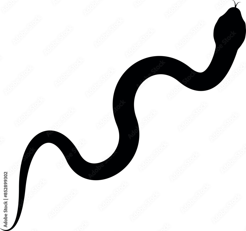 Fototapeta premium Black silhouette snake icon. Reptile signs and symbols.