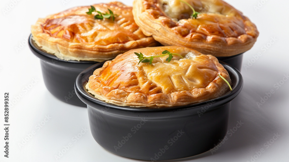 Delicious Beef Pot Pies Served in a Stylish Black Bowl for Comfort Food Lovers. Delicious Beef Pot Pies Served in a Stylish Black Bowl for Comfort Food Lovers.