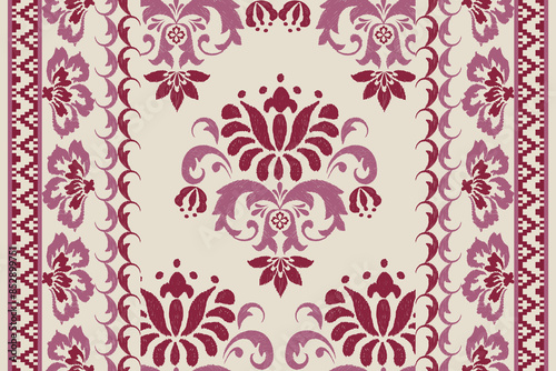 Motifs Ikat floral paisley embroidery background.geometric ethnic oriental pattern traditional.Aztec-style abstract. design for texture, fabric, clothing, wrapping, decoration