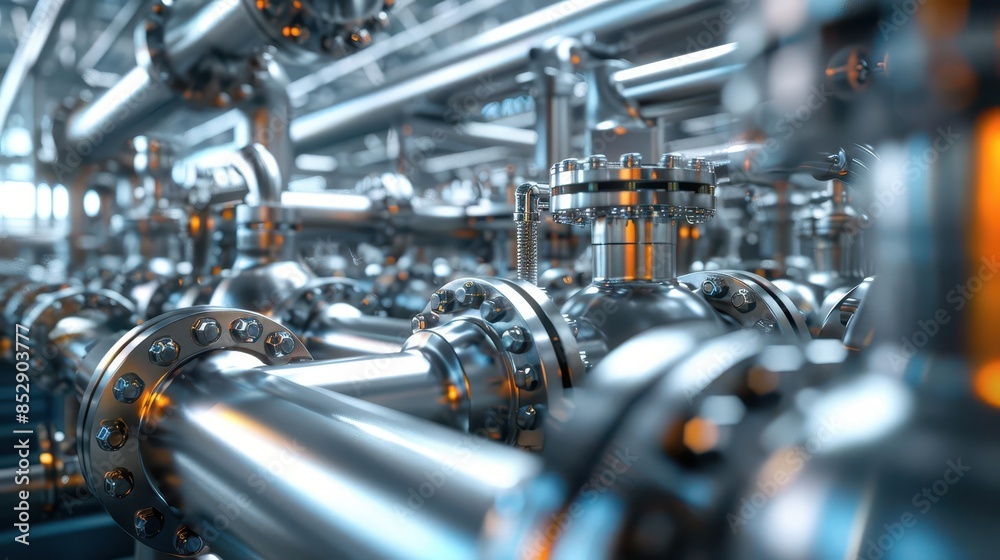 Fototapeta premium intricate metallic tundish structure amidst industrial machinery and piping 3d illustration