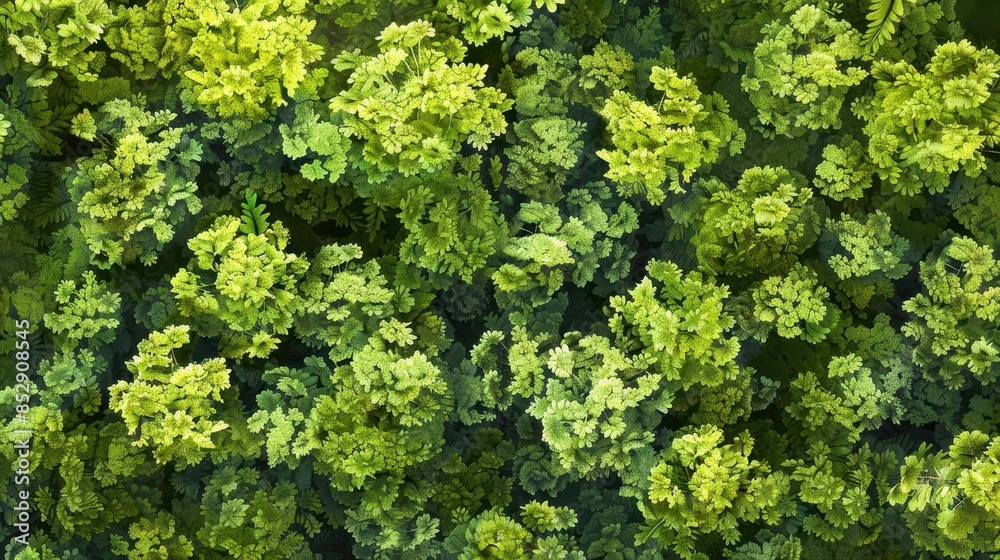 Naklejka premium lush hybrid witch hazel tree canopy from above landscape design element digital illustration