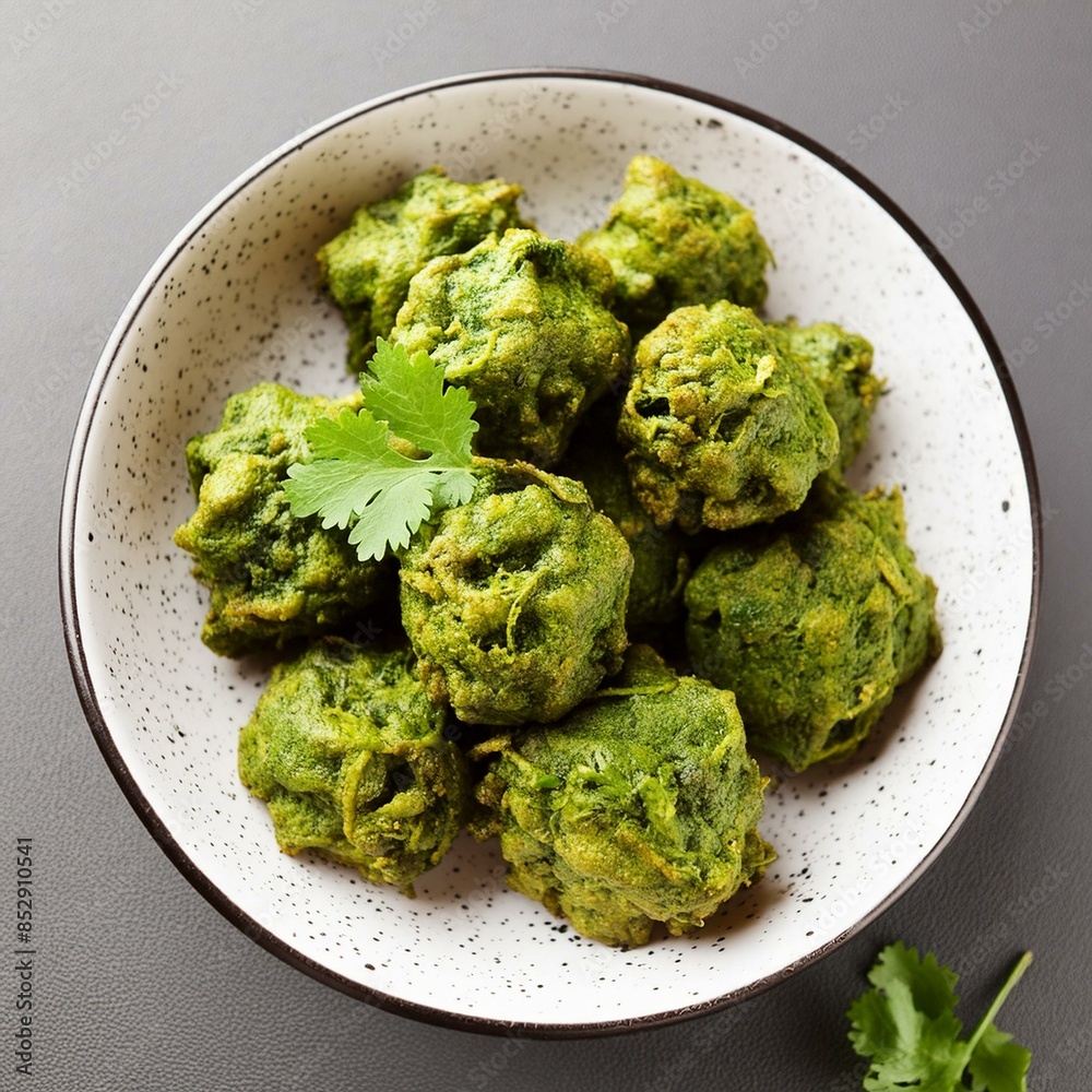 Indian Homemade food palak pakoda also known as spinach fritters or palak spanish pakora Indian Homemade food palak pakoda also known as spinach fritters or palak spanish pakora
