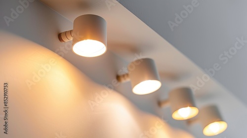 GU10 socket LED lamps on a white backdrop photo