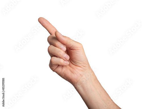 finger indicating, hand gesture, sign isolated on white background, transparent PNG, cutout