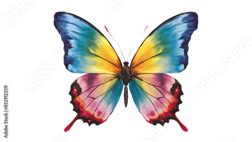 A colorful butterfly with a rainbow pattern on its wings photo