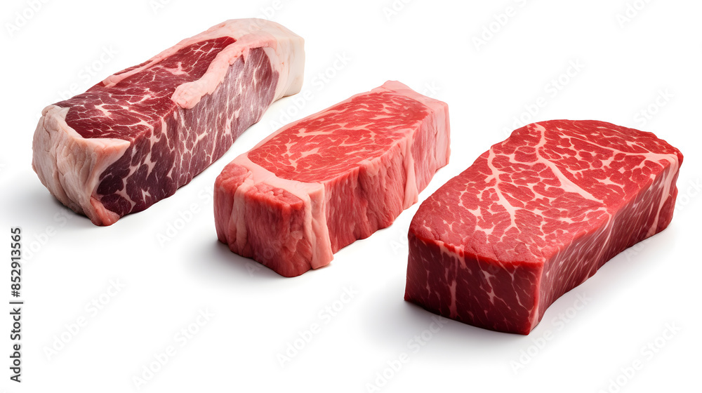 Fototapeta premium Kobe beef wagyu Isolated on white 
