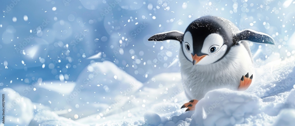 Fototapeta premium A cute penguin family huddled together for warmth animal, wildlife, nature, white, black, penguins, antarctica, wild, cold, zoo, humboldt, snow, beak, flightless, ice, cute, sea, polar, rock, antarct