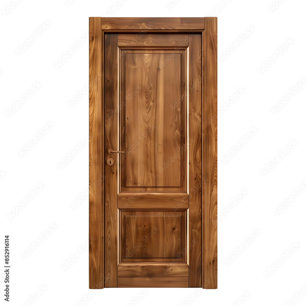 Modern wooden door on transparent background Modern wooden door on transparent background