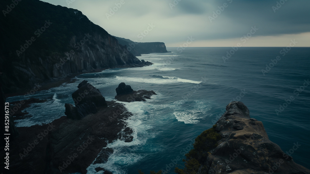 Waves hitting rocks on the ocean shore. Landscapes photography. Waves hitting rocks on the ocean shore. Landscapes photography.