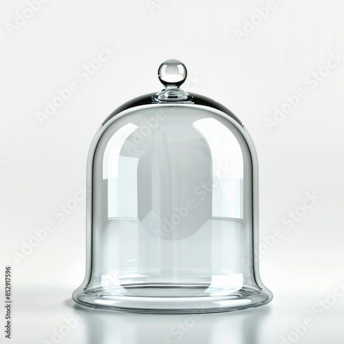 Empty Glass Bell Jar on White Background. Generative ai photo