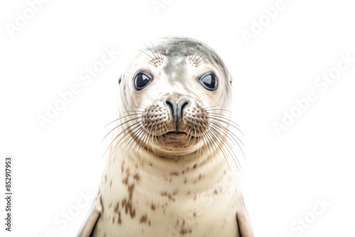 A seal is looking at the camera with its eyes wide open. photo