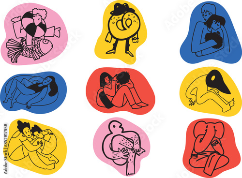 Vector doodle vivid colors drawings collection.