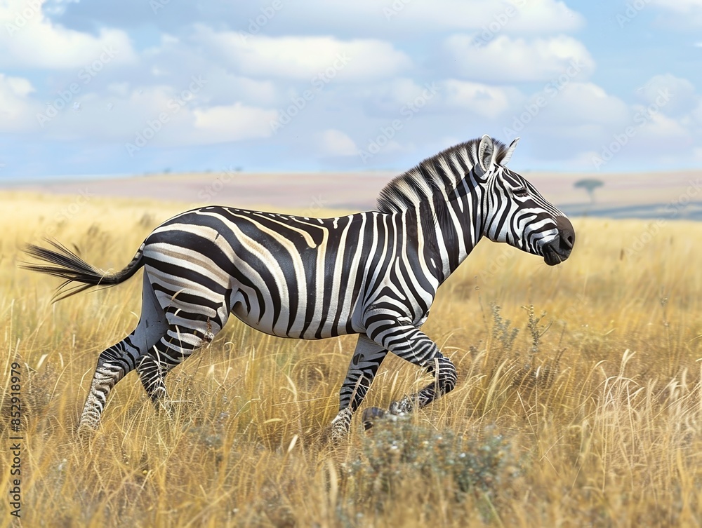 A playful zebra running through the grasslands ar 153 3 A playful zebra running through the grasslands ar 153 3