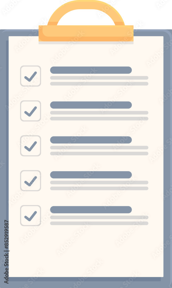 Clipboard is displaying a list of completed tasks, each marked with a check mark, suggesting efficiency and organization