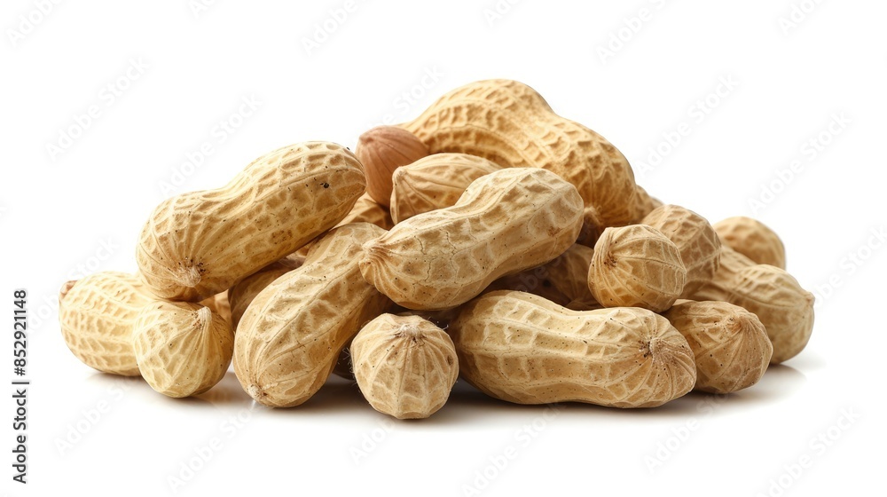 Peanuts isolated against white backdrop Peanuts isolated against white backdrop