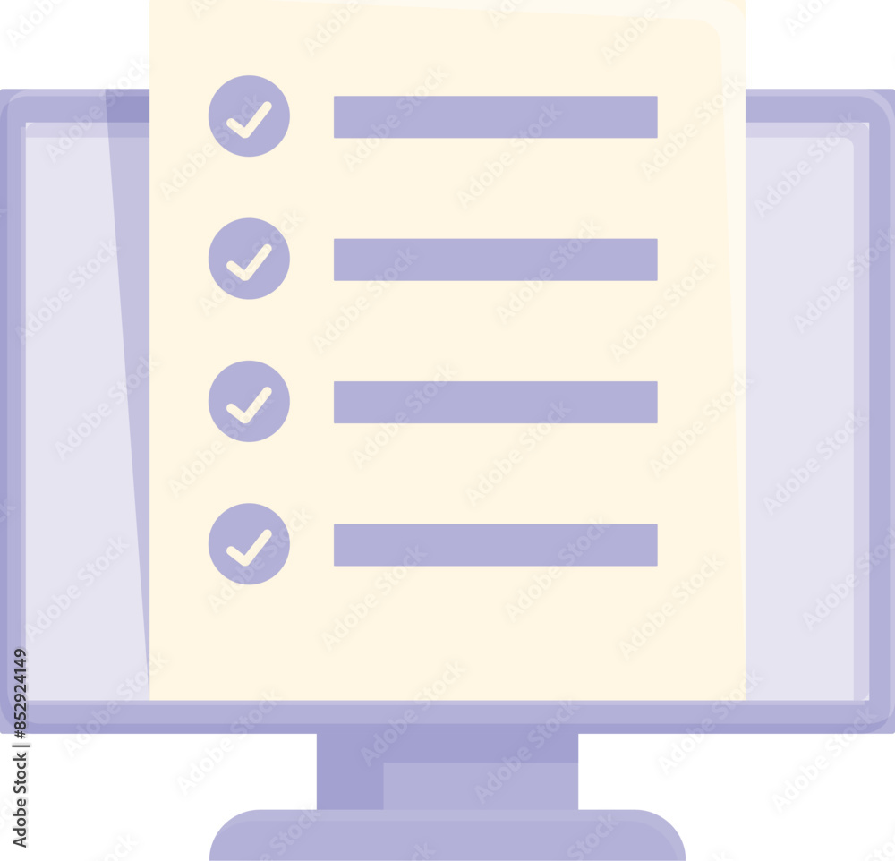 Computer is displaying a checklist on its screen, representing online tasks or assessments Computer is displaying a checklist on its screen, representing online tasks or assessments
