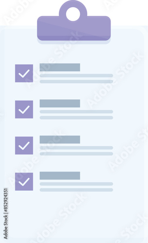 Clipboard with checklist showing completed tasks icon, flat style