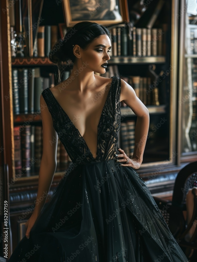 An elegant shot of a model wearing a designer gown 225 An elegant shot of a model wearing a designer gown 225