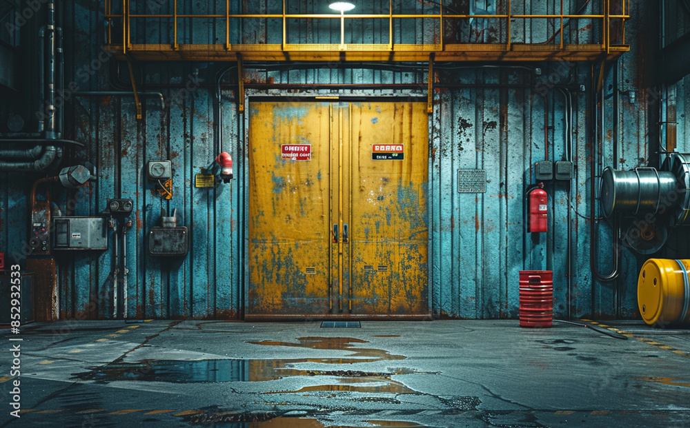 Closed yellow door Closed yellow door