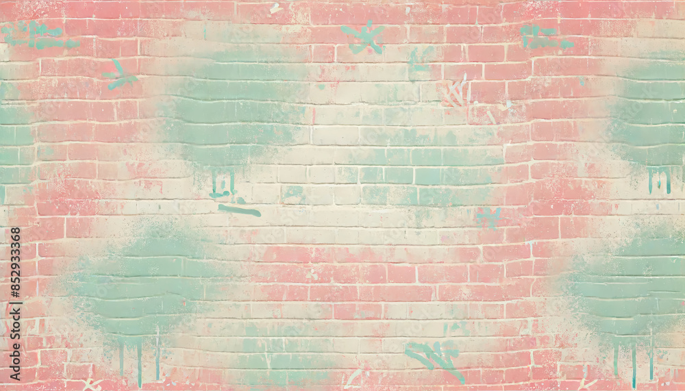 Simple Graffiti Texture Wallpaper with Light Pink Brick Background