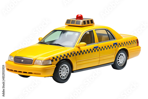 Yellow taxi cab isolated on transparent background