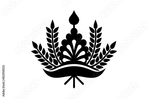  a simple emblem of the Russian folk festival of decorative and applied art golden straw, silhouette black color