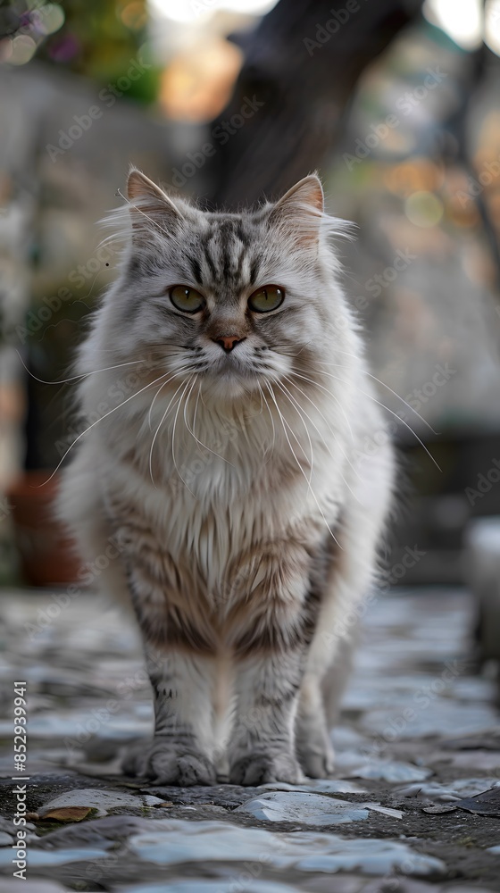 A  beautiful  fury cat close up