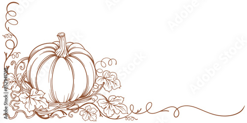 Background, frame, border with pumpkin, halloween, thanksgiving element design, Pumpkin thanksgiving element vector illustration	