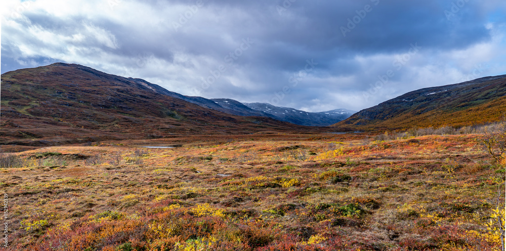 Sunrise morning in a beautiful hiking landscape in Abisko national park in north of Sweden. Sunrise morning in a beautiful hiking landscape in Abisko national park in north of Sweden.
