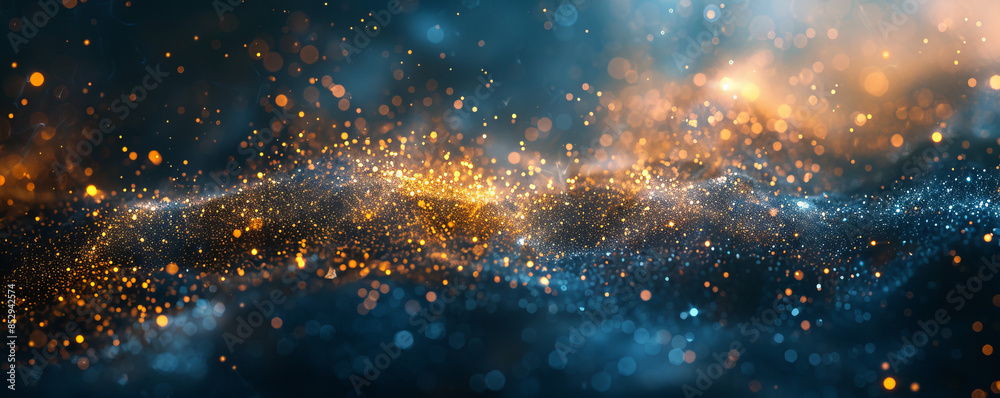 Obraz premium Abstract background with Dark blue and gold particle.