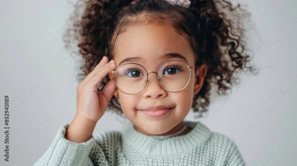 Little girl with glasses and eyesight portrait in eyewear store for eye care. Optometry, ophthalmology, and lovely girl with glasses and lenses in store. Little girl with glasses and eyesight portrait in eyewear store for eye care. Optometry, ophthalmology, and lovely girl with glasses and lenses in store.