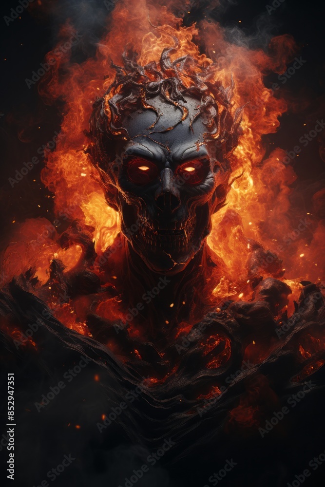 an image of a skull with glowing eyes on a dark background an image of a skull with glowing eyes on a dark background