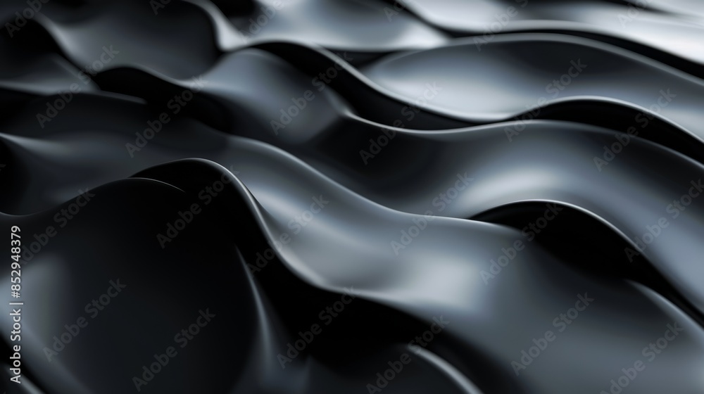 Abstract black waves with smooth texture, creating an elegant and modern visual effect Abstract black waves with smooth texture, creating an elegant and modern visual effect