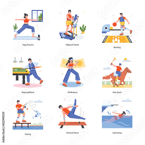 Sports and Fitness Flat icons