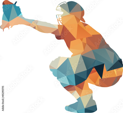 Baseball player lowpoly vector