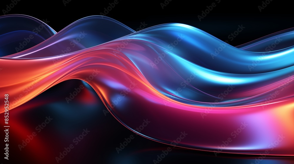 Naklejka premium Abstract Digital Artwork with Colorful Fluid Waves in Blue and Red