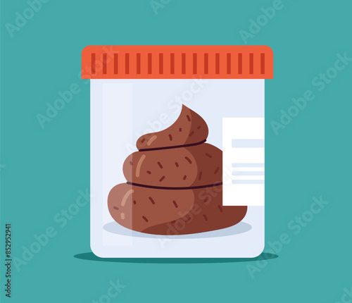 Stool poop sample medical analysis test isolated concept. Vector graphic design illustration