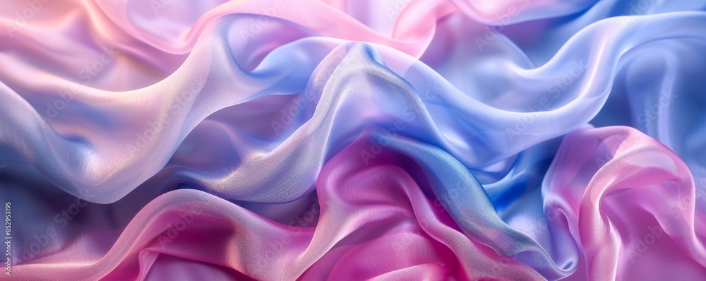 Obraz premium Closeup of elegantly draped silk cloth in soft pastel colors