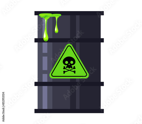 Radioactive nuclear barrel toxic waste isolated concept. Vector design graphic illustration