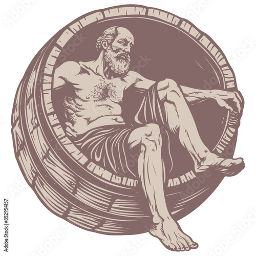 Ancient Greek philosopher Diogenes, Vector illustration	